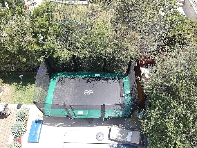 Happy Trampoline Pro Rectangle Trampoline - Heavy Duty 750lbs Jumping Capacity With Net Enclosure - Large Commercial Grade Rectangular Outdoor for Backyard Gymnastics
